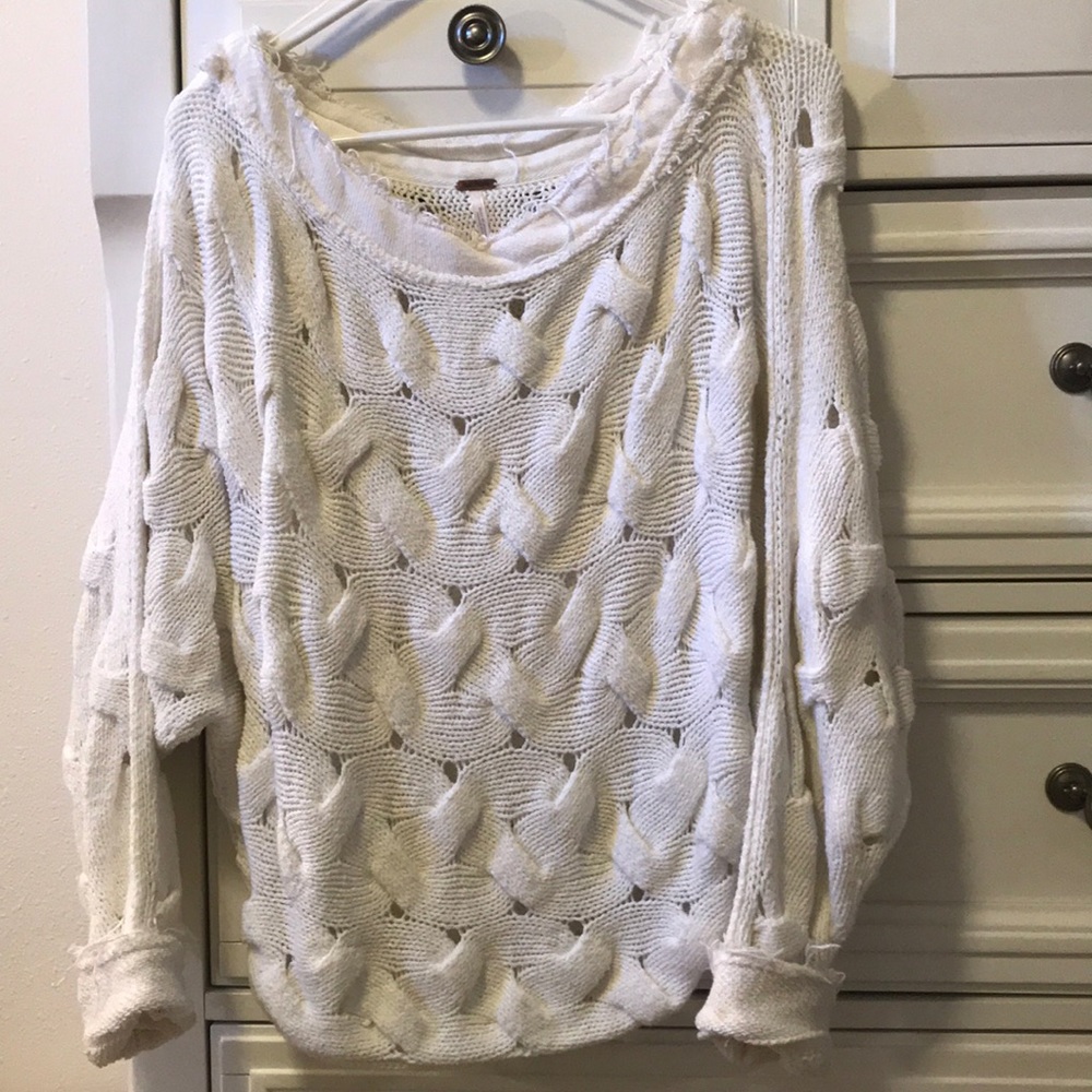 Free people white knit sweater